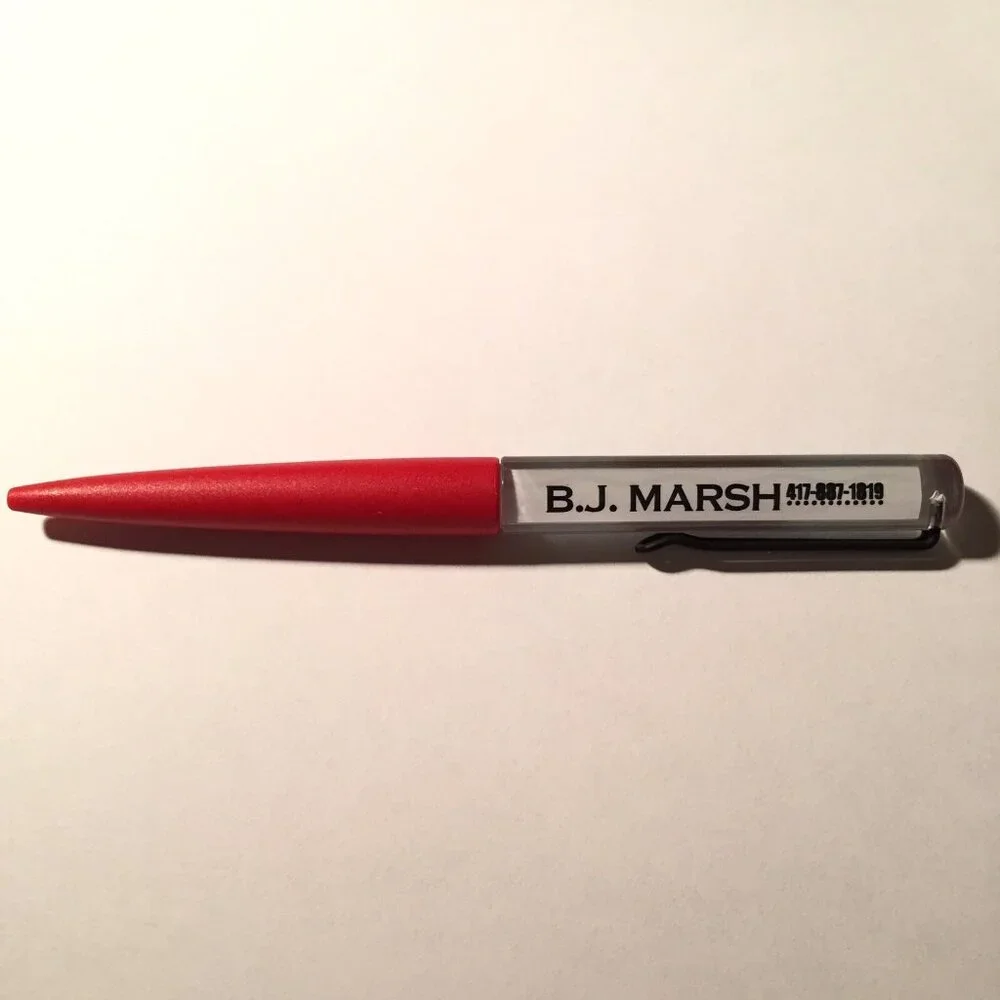 BJ Marsh Travel Agency Floaty Pen Tourism Advertising Promo Red Bus Moves